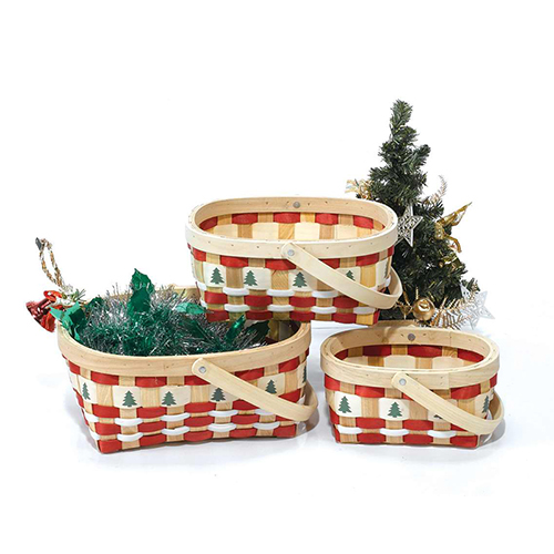 Oval Woodchip Basket s/3