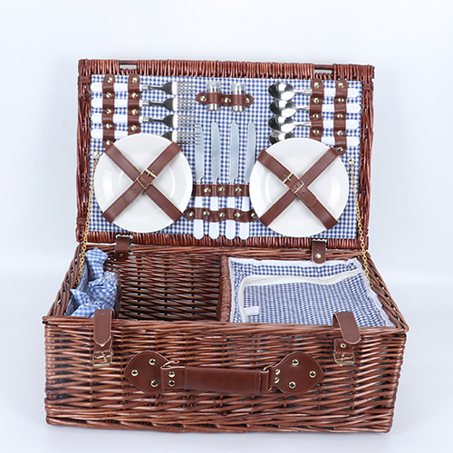 Rect Willow Picnic Basket (4-person set)#1998