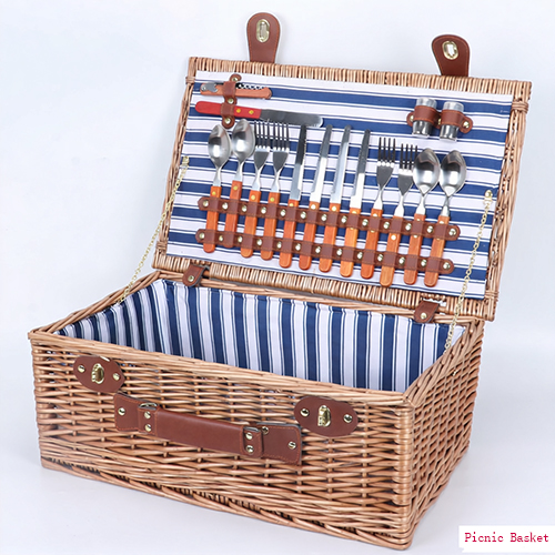 Rect Willow Picnic Basket (4-person set) #2204